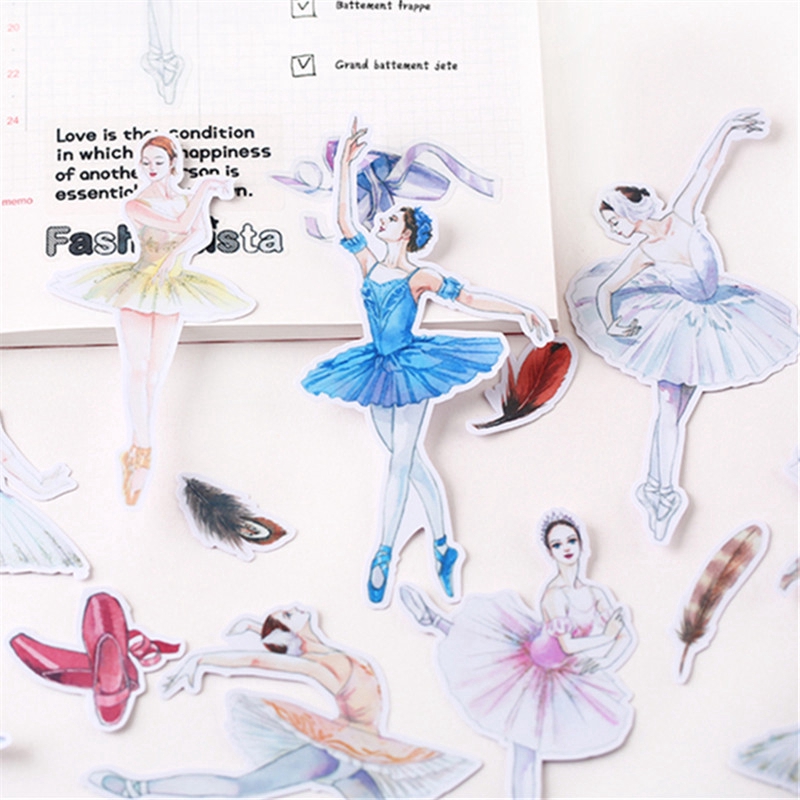 ❀ Ballet Girls Diary Giấy và decal dán tường Q-3 Modern Lady ❀ 14Pcs/set Album Scrapbooks DIY Decor Stickers ML01136