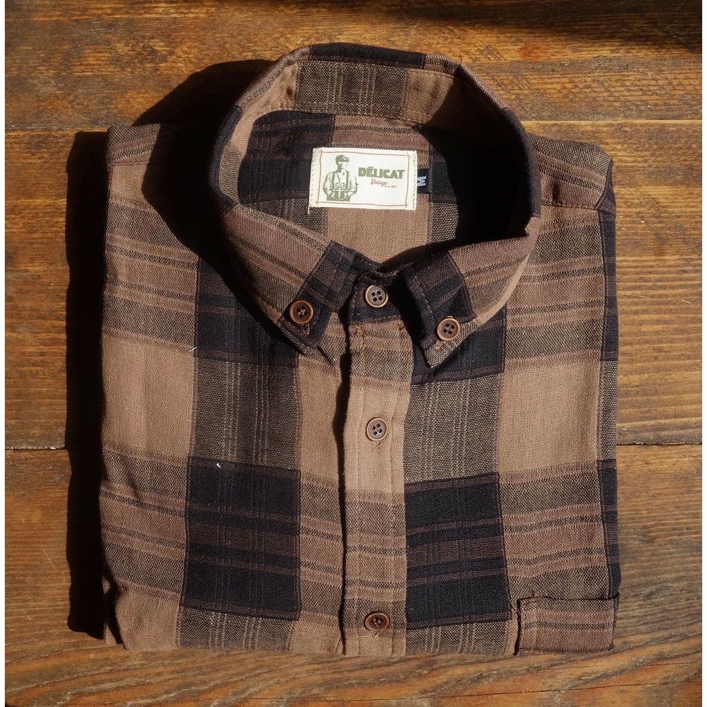 Áo Sơ mi đũi caro vintage - Sơ Mi nam - classic Shirt - Délicat.vintage