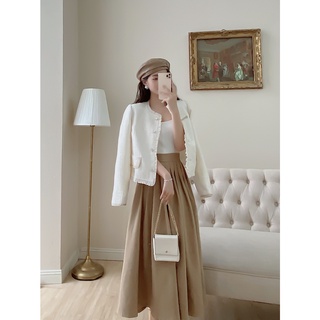 Áo khoác dạ tweed lửng LYRA thiết kế, chất dạ cao cấp phối viền bèo tiểu thư, sanh chảnh-LWTAK025