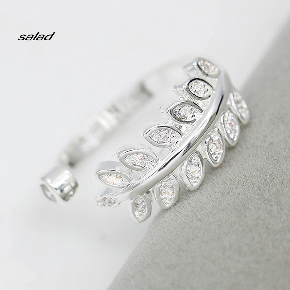 【SD】Fashion Promise Olive Leaf Band Adjustable Open Index Finger Ring Jewelry