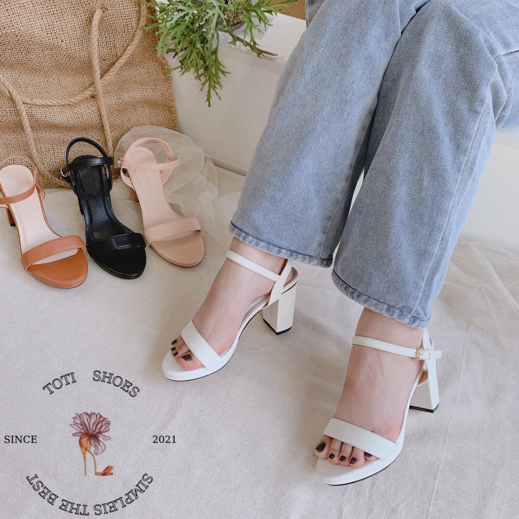 SANDAL CAO GÓT TOTIIE SHOES - GIÀY NỮ QUAI NGANG ĐẾ ĐÚP 9 PHÂN - SANDAL NỮ MŨI TRÒN - GIÀY CAO GÓT KHÓA CÀI G2007240
