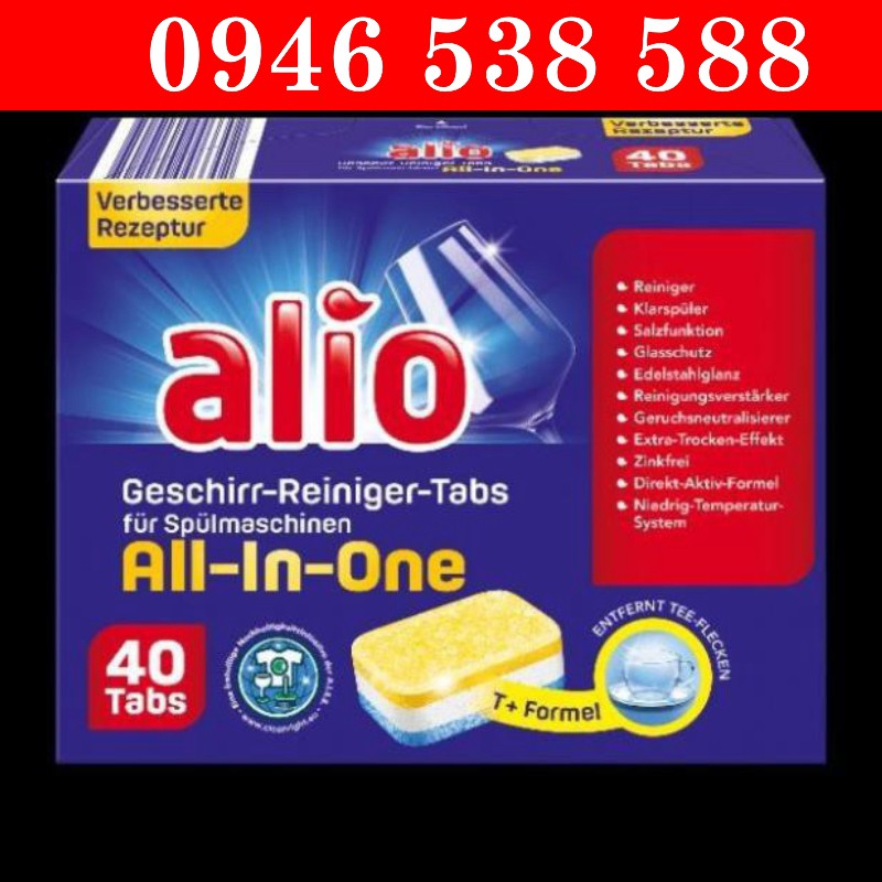 Combo 2 hộp Viên rửa bát Alio All in one 40 viên (80 viên)
