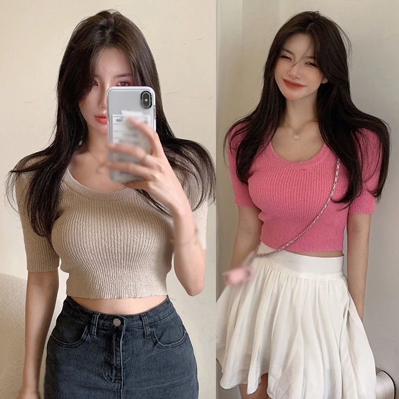 Áo Thun Nữ Ngắn Tay Cổ Tròn In Chữ