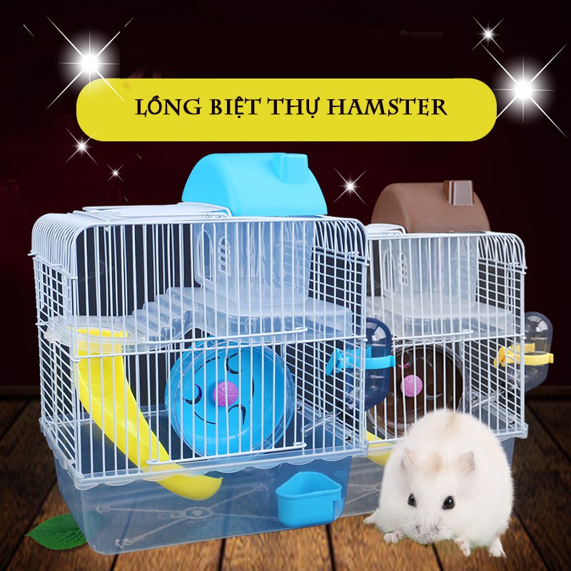 [Mã 153FMCGSALE1 giảm 10% tối đa 40K đơn 250K] Lồng hamster HIPIPETT nhà biệt thự ống khói cỡ trung đầy đủ phụ kiện