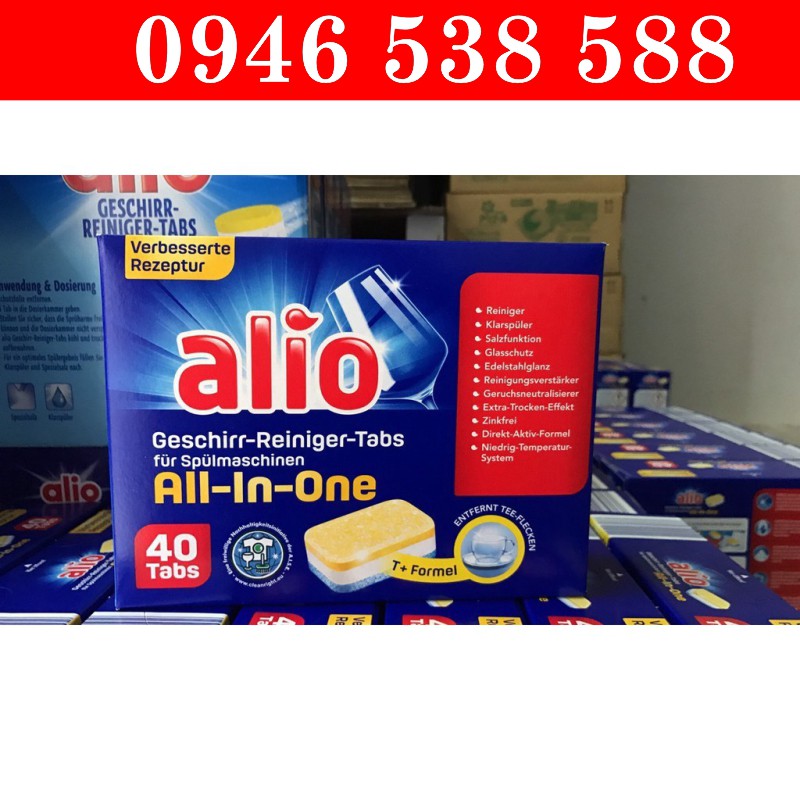 Combo 2 hộp Viên rửa bát Alio All in one 40 viên (80 viên)
