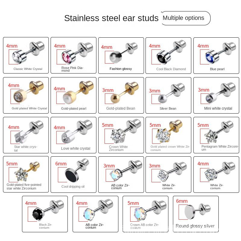 Khuyên Tai Thép Không Gỉ Đơn Giản Hình Ngôi Sao / Trái Tim