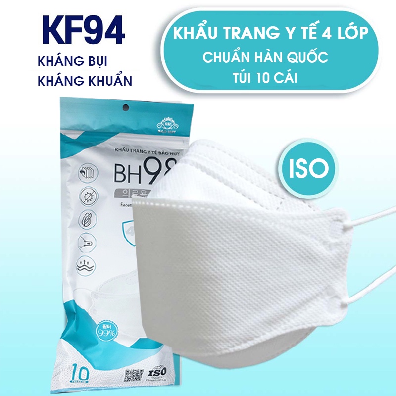 Khẩu trang y tế KF94 4 lớp cao cấp kháng bụi và vi khuẩn chất liệu vải dệt Hàn Quốc