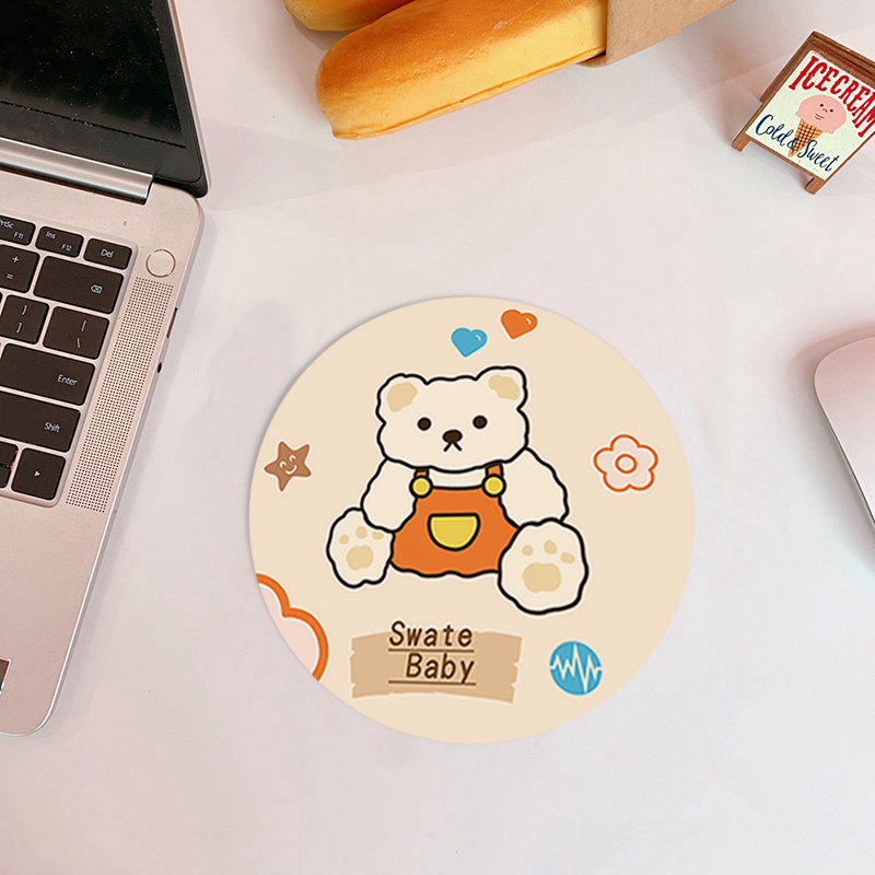 Tấm Lót Chuột Máy Tính Hình Tròn Chống Trượt Họa Tiết Hoạt Hình Dễ Thương