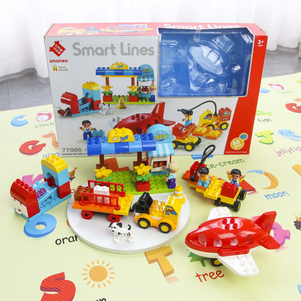 Bộ đồ chơi lắp ghép smoneo duplo Sân bay vui nhộn 88 chi tiết Toyhouse 77006