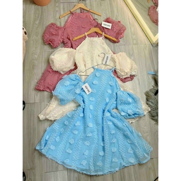 Đầm xô hạt trễ vai phong cách ngọt ngào-MẪU HOT