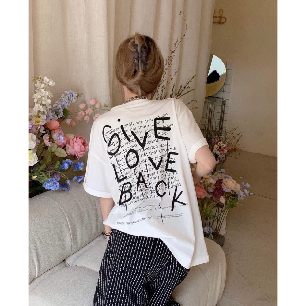Áo Thun Nam, Nữ Tay Lỡ Unisex GIVE LOVE BACK Form Rộng Phong Cách Ulzzang