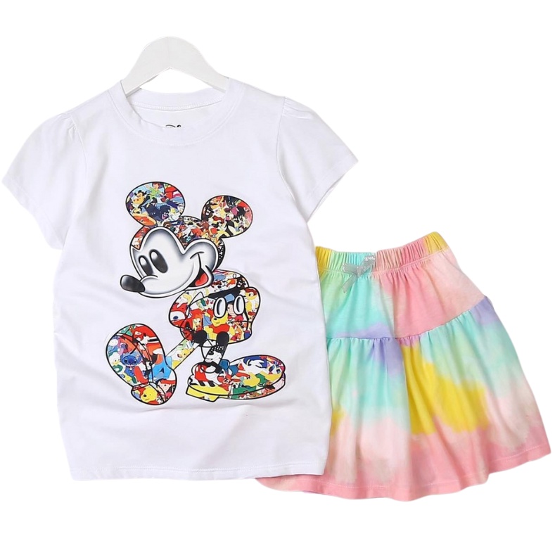 Áo Váy Bé Gái 17-45 Kg Set Áo Cộc Tay Chân Váy Xòe Kèm Quần Cotton Mềm Mịn Mát In Hình Công Chúa Pony Homie Kids