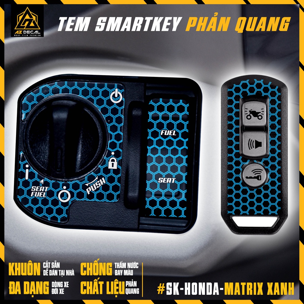 Decal Phản Quang Dán Smartkey Honda Mẫu Matrix | SK-HONDA-MATRIX | Tem Dán Khóa Thông Minh SH, Vision, Vario, Airblade..