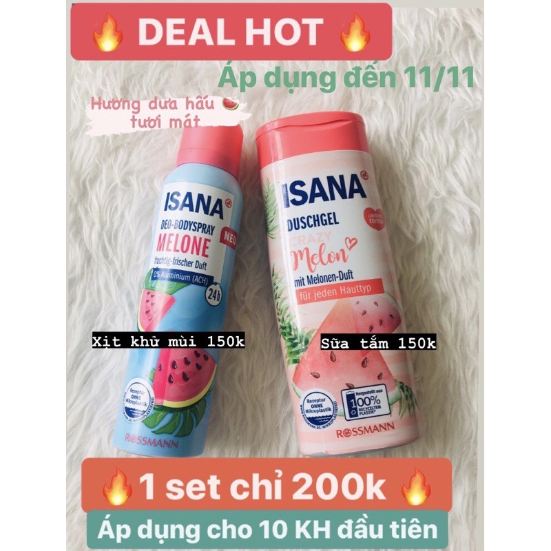 Deal hot 11.11: Set sữa tắm + Xịt khử mùi Isana (hàng Đức)