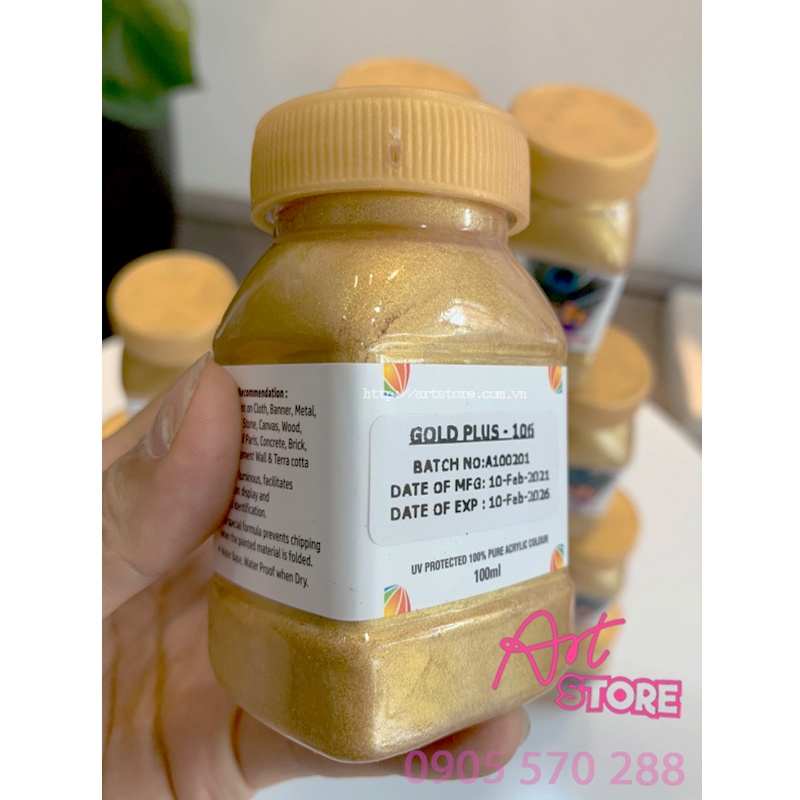 Màu Acrylic Ấn Độ Flash Nhũ Vàng 100ml