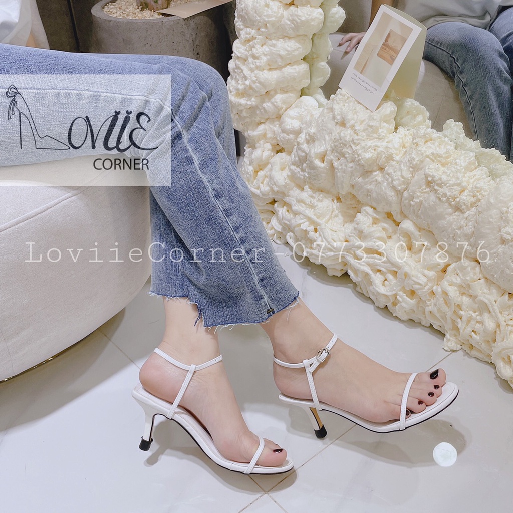 [Mã SKAMFSW175 giảm 10K đơn 50K] GIÀY CAO GÓT LOVIIECORNER 7 PHÂN - SANDAL NỮ GÓT NHỌN DÂY MẢNH CÔNG SỞ 7CM G201024