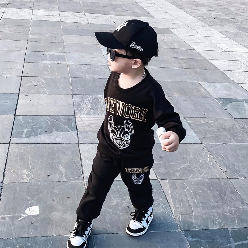 Bộ nỉ dài tay cho bé(8-40kg) phong cách thể thao cá tính Hàn Quốc