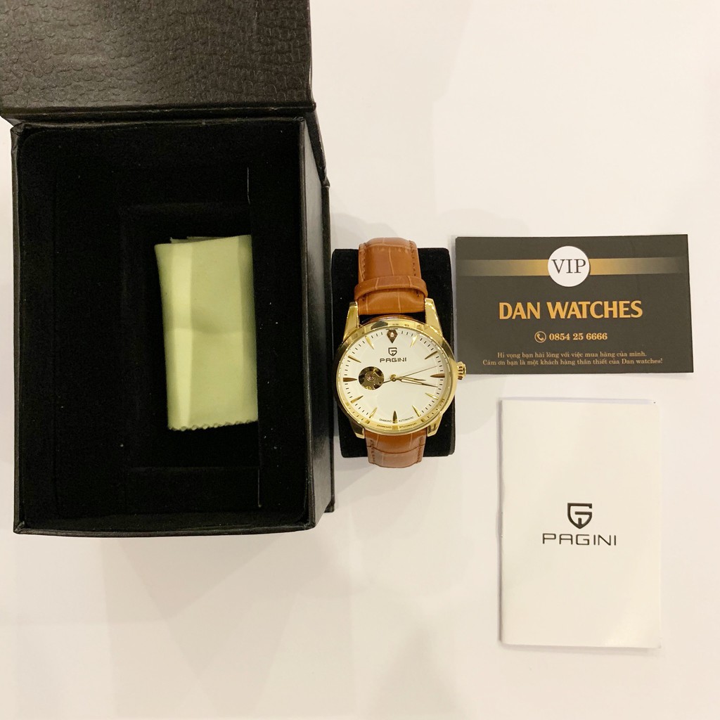 Đồng Hồ Nam PAGINI Chính Hãng Lộ Máy PA9988 Dây Da Cao Cấp Thoáng Khí, Kim Dạ Quang Ban Đêm - Full Box Bảo Hành 12 Tháng | BigBuy360 - bigbuy360.vn