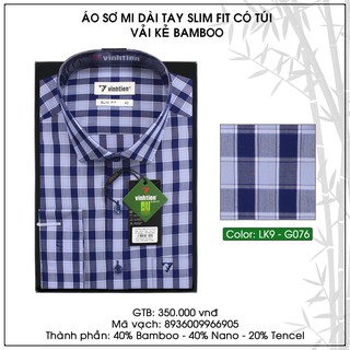 Áo sơ mi nam tay dài caro Bamboo Slim Fit Vĩnh Tiến 399