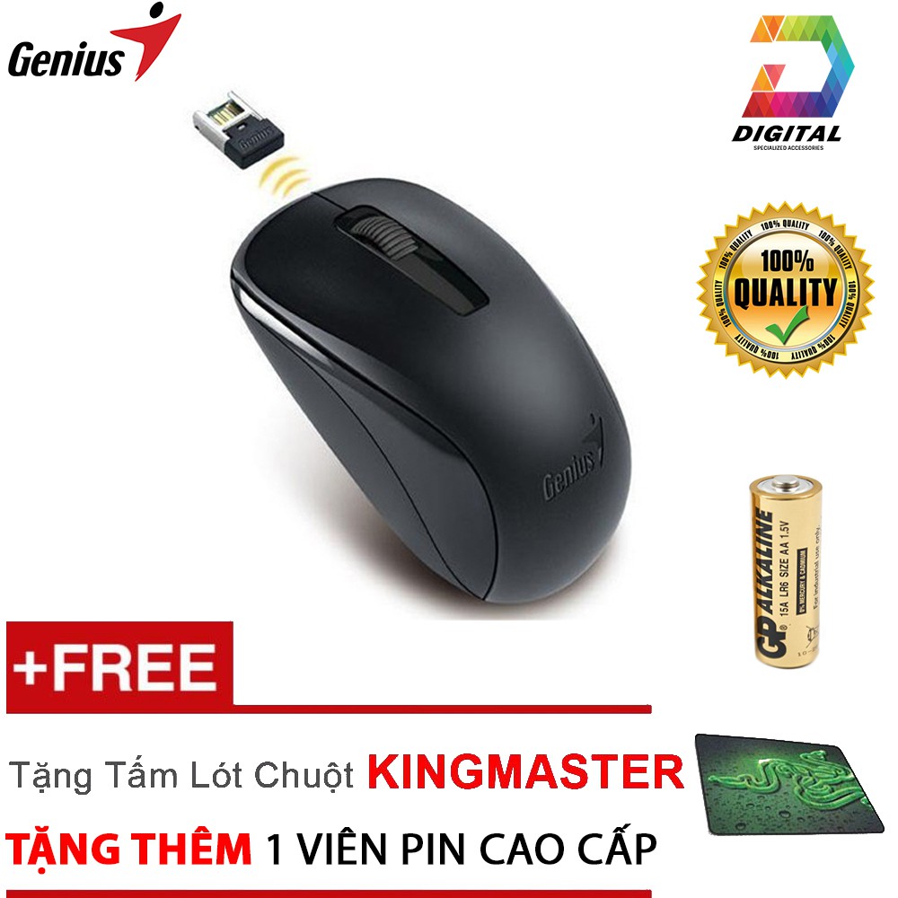 Combo Chuột Không Dây Genius Chính Hãng Tặng Kèm Pin &amp; Lót Chuột Xịn