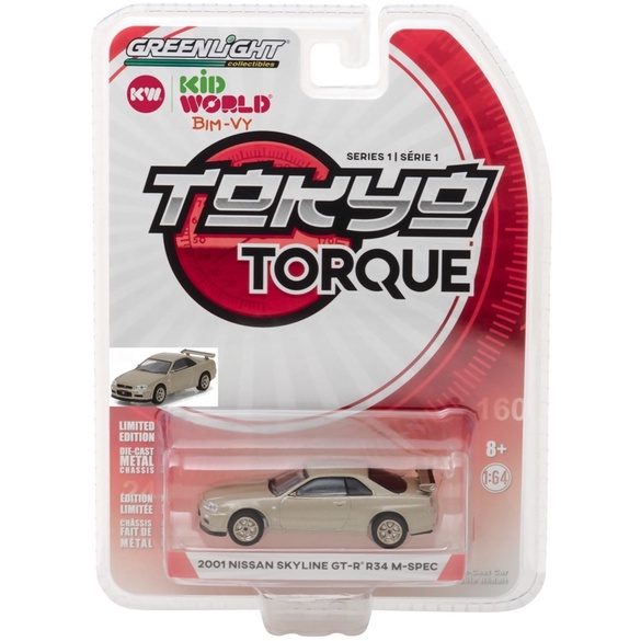 Xe mô hình GreenLight Tokyo Torque Series 1 2001 Nissan Skyline GT-R R34 M-Spec 29880-D.