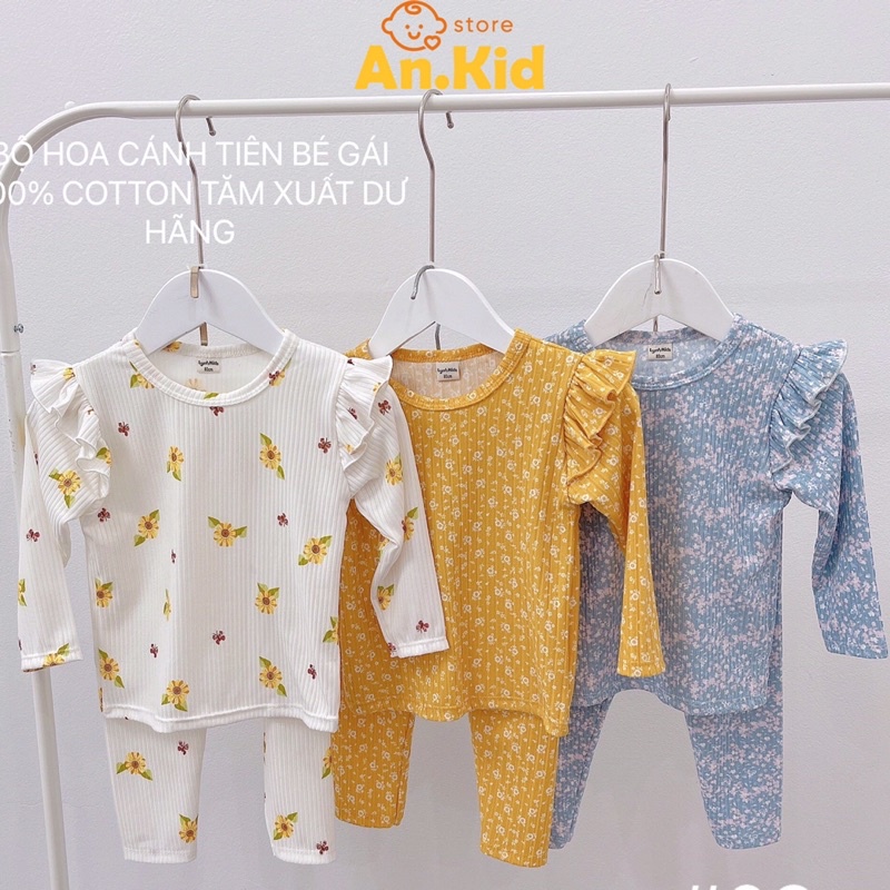 Bộ Dài Tay Cánh Tiên Bé Gái 8-18kg 100% Chất Cotton Thông Hơi Xuất Dư Hoạ Tiết Nhí, Mặc Thu Đông - AN.KID