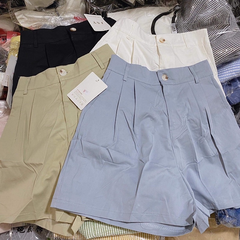Quần shorts thô 8901 / Quần đùi sooc thô trơn hàng Quảng Châu cạp chun sau A9501N Nhung Nhớ
