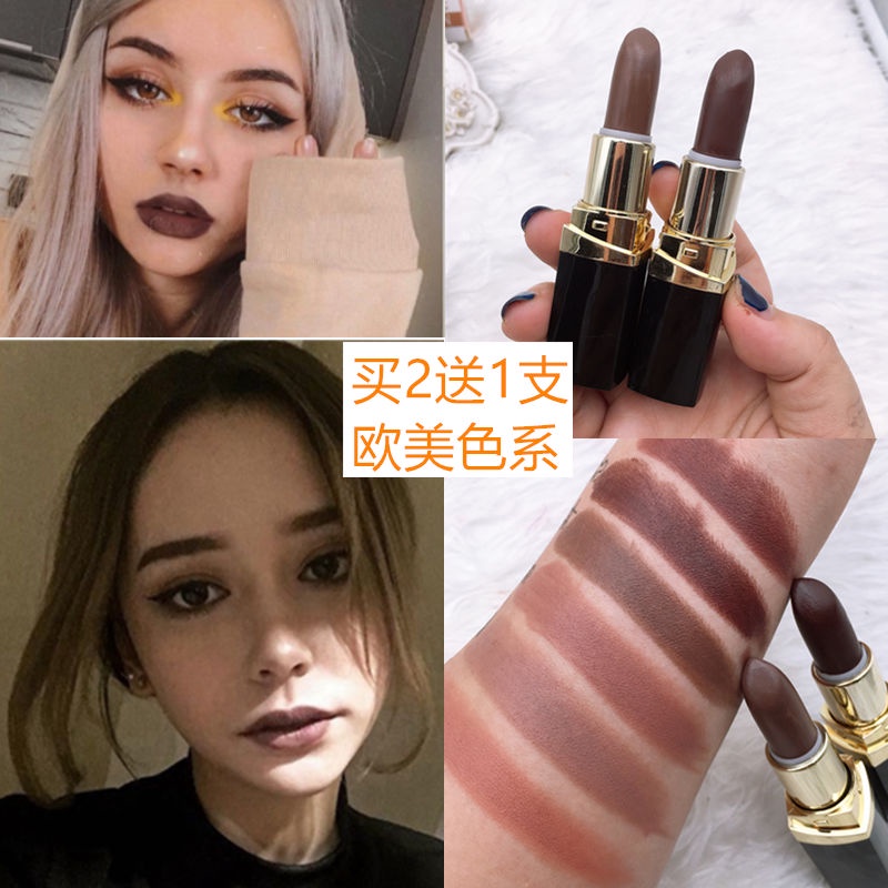 Son Lì Tông Màu Đen/Nâu Trang Điểm Phong Cách Âu Mỹ
