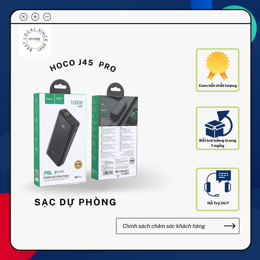 Sạc Dự Phòng Hoco J45 Pro Sạc Nhanh 22W 10000mAh