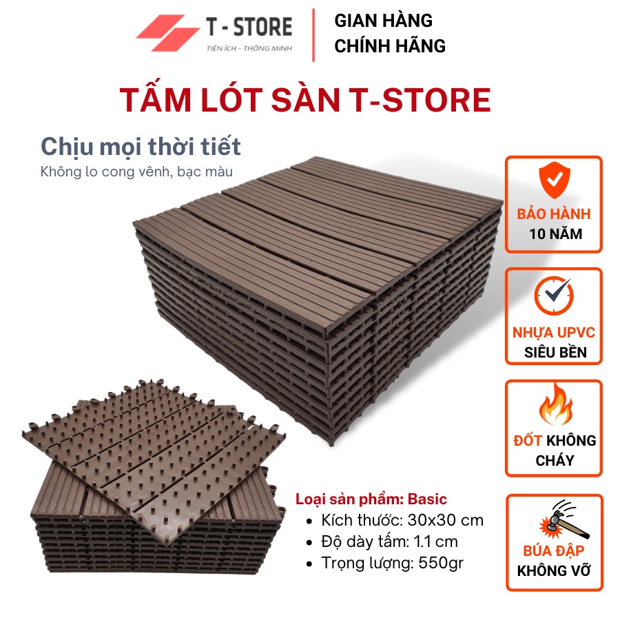 Tấm lót sàn nhựa ban công Sienna-Basic - chuyên dụng cho nhà tắm, sân vườn, sân thượng, hồ bơi