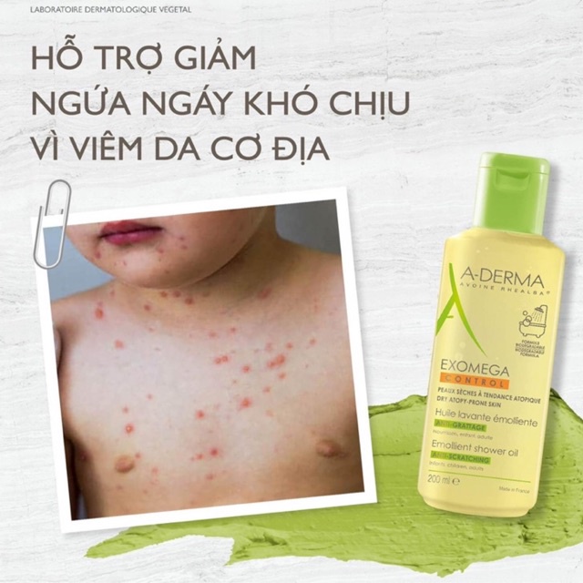 Dầu tắm/Gel tắm chuyên biệt Aderma Exomega da chàm, viêm da cơ địa, da khô và siêu khô