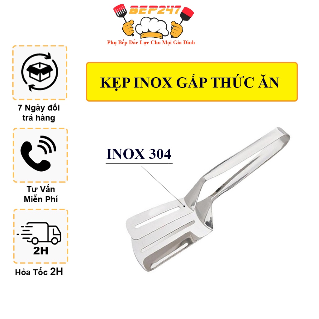 Kẹp Thức Ăn, Đồ Rán Bằng Inox Cao Cấp Tiện Dụng, Mẫu Mới 2021 ✳️ Inox 304 Không Han Gỉ, Chịu Nhiệt Cao