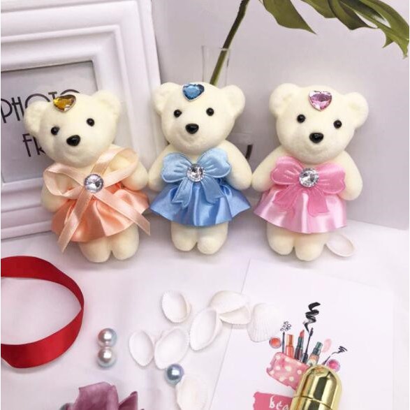Gấu Teddy Nhồi Bông Mini 11cm Dùng Trang Trí Tiệc Cưới
