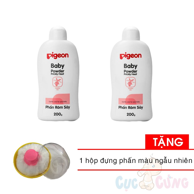 Bộ 2 Phấn rôm Pigeon 200g Tặng Hộp đựng phấn