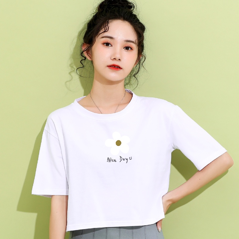 Áo Thun Crotop Form Rộng Tay Ngắn Chất Cotton Mền Mại In Hình Nice Day Ulzzang Style Hàn Quốc TTT0122