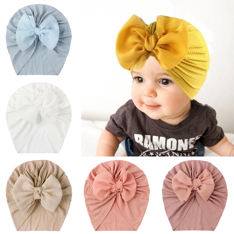 Mũ turban thắt nơ lớn dễ thương cho bé