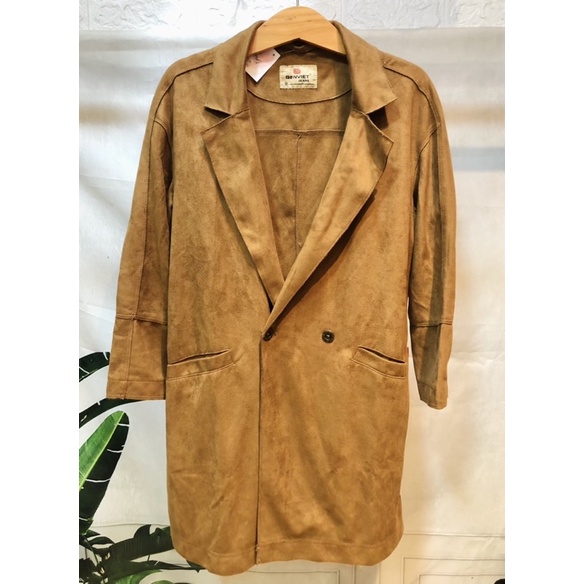 Áo khoác dạ nam, Áo khoác da lộn nam Genviet jean size M