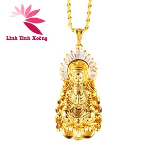 Mặt dây chuyền nữ mạ vàng đá tạc Quan Thế Âm Bồ Tát hiển linh - MK257