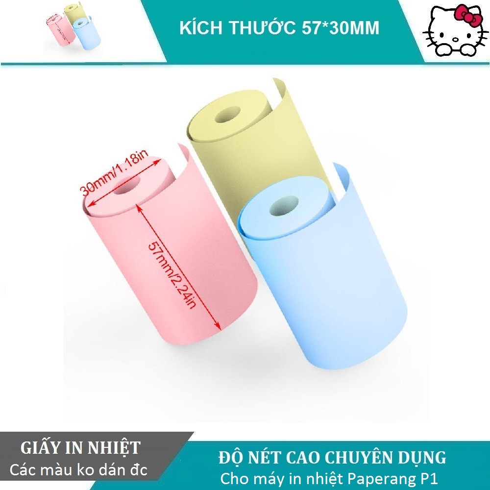 Tất cả giấy in nhiệt các màu ❤ KT 57x30mm ❤ cho Peripage A6, A6s, A3, A9, A9s, Poooli L1, L2, L3, Paperang p1, p2, p2s