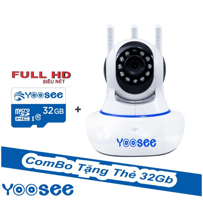 [Mã ELCA12 giảm 7% đơn 500K][COMBO] Camera Yoosee 3 Râu Full HD + Thẻ Nhớ 32g