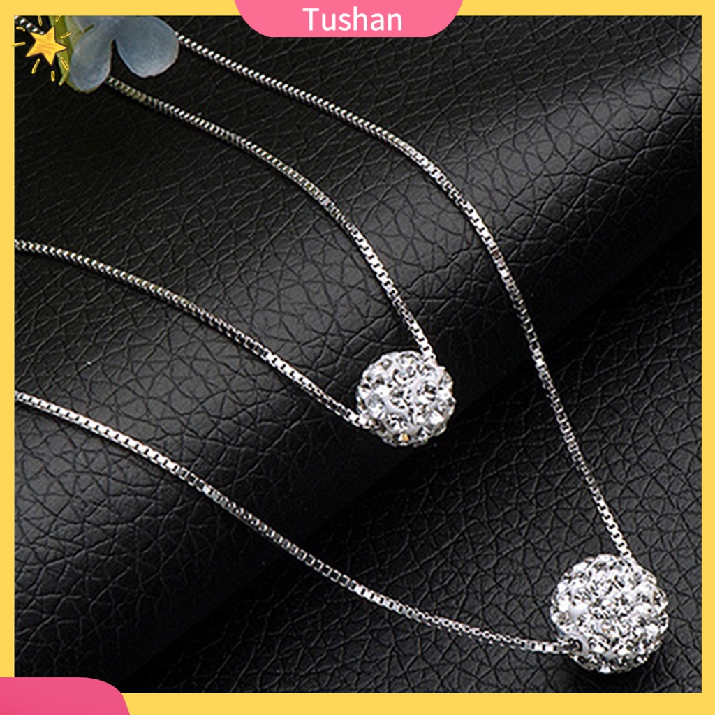 TUSH_Women's Simple Luxury Inlaid Rhinestone Bead Double-layer Chain Necklace Jewelry