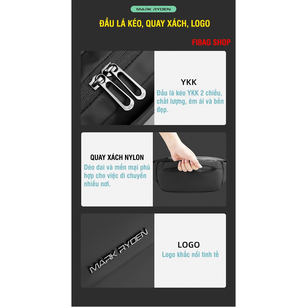 [HÀNG CHÍNH HÃNG BAO ĐẸP!!] Túi Đeo Chéo Nam MARK RYDEN FI2 (CHEST BAG) Cao Cấp - Chống Thấm Nước | BigBuy360 - bigbuy360.vn