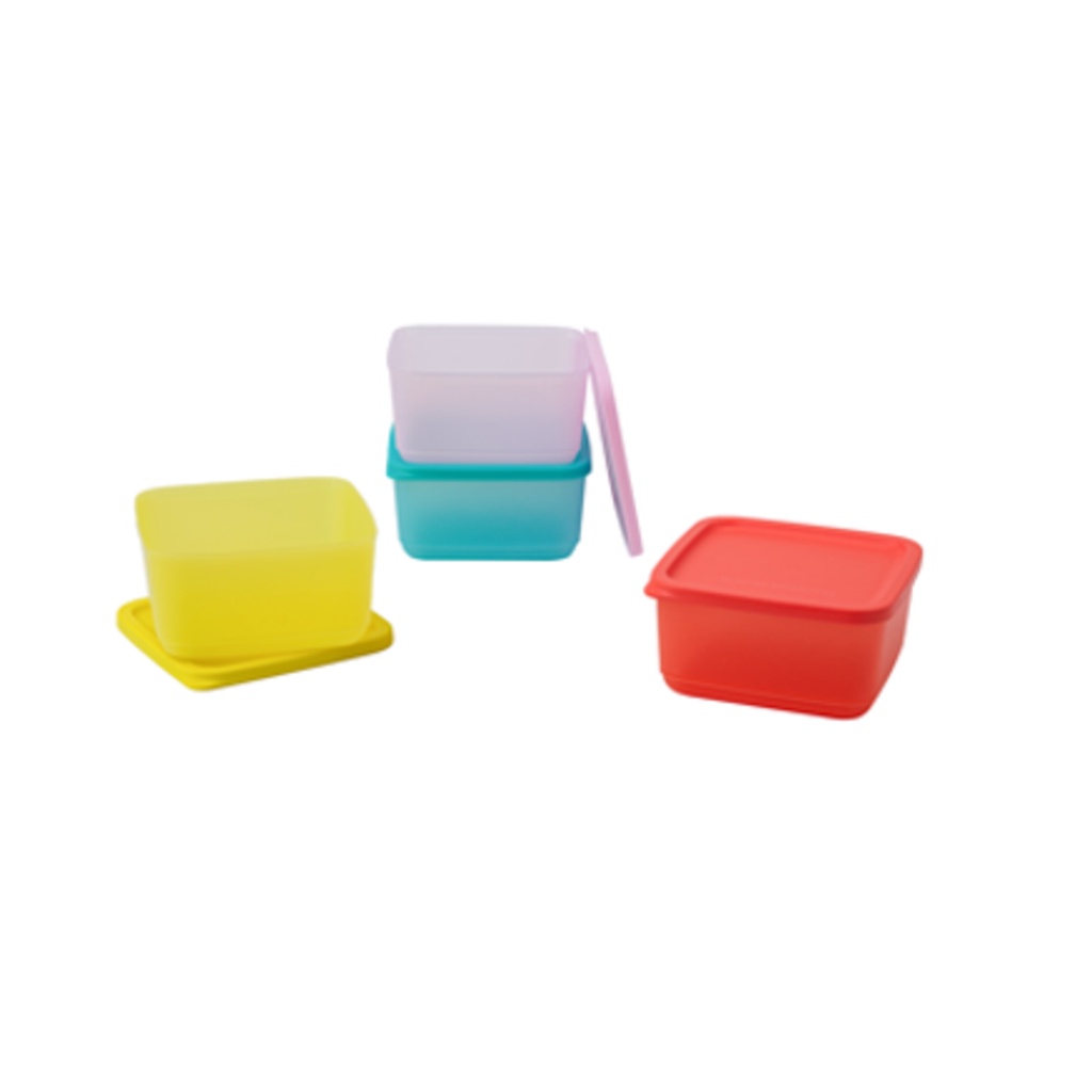 Bộ Hộp BQTP Đa Năng Ngăn Mát Và Đồ Khô Small Square Round 4 Hộp 650ml Tupperware