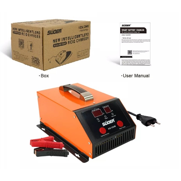 Máy Sạc ắc quy tự động Suoer 12V-24V-4Ah-400Ah Sạc có Khử Sunfat Công Suất Lớn