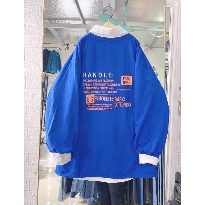 Áo thun tay dài form rộng unisex sweater Chữ Handle nam nữ ulzzang Wind