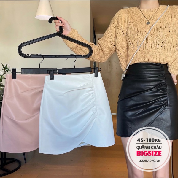 BIGSIZE Nữ (45-100kg)Chân váy bút chì nữ da pu Sexy dáng chữ A lưng cao thời trang - Phong cách Hàn Quốc cạp cao