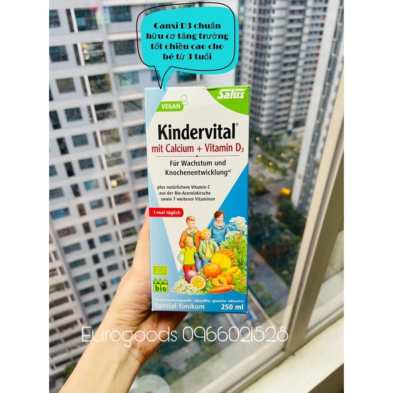 KINDERVITAL BỔ SUNG CANXI + VITAMIN D3 + 7 LOẠI VITAMIN trong 1 sản phẩm, giúp bé cao lớn, chống lại còi xương.