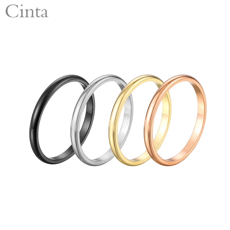 Nhẫn thép titan màu trơn đơn giản 18K cho cặp đôi