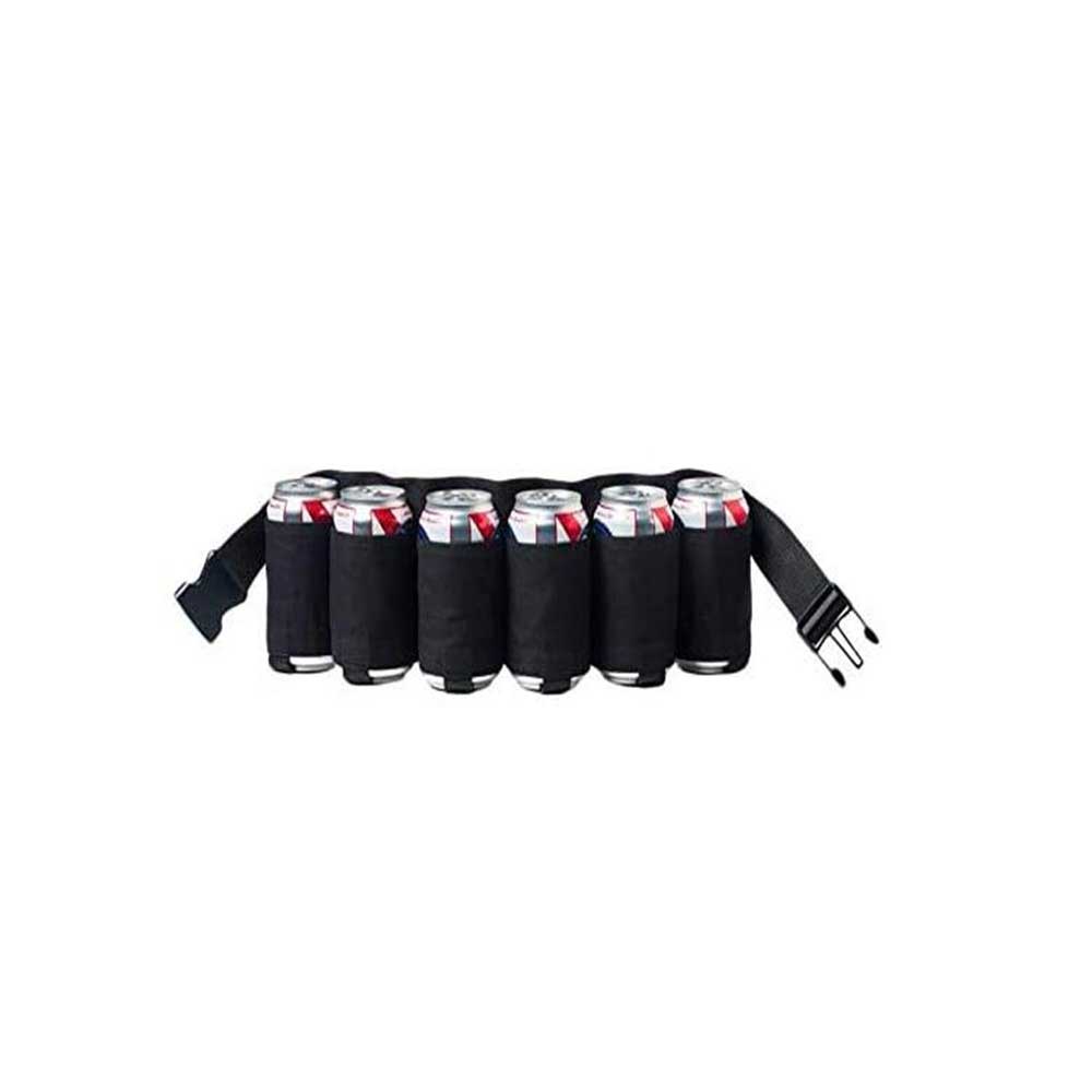 6 Pack Portable Bottle Waist Beer Belt Bag Wine Bottles Beverage Can Holder,Black