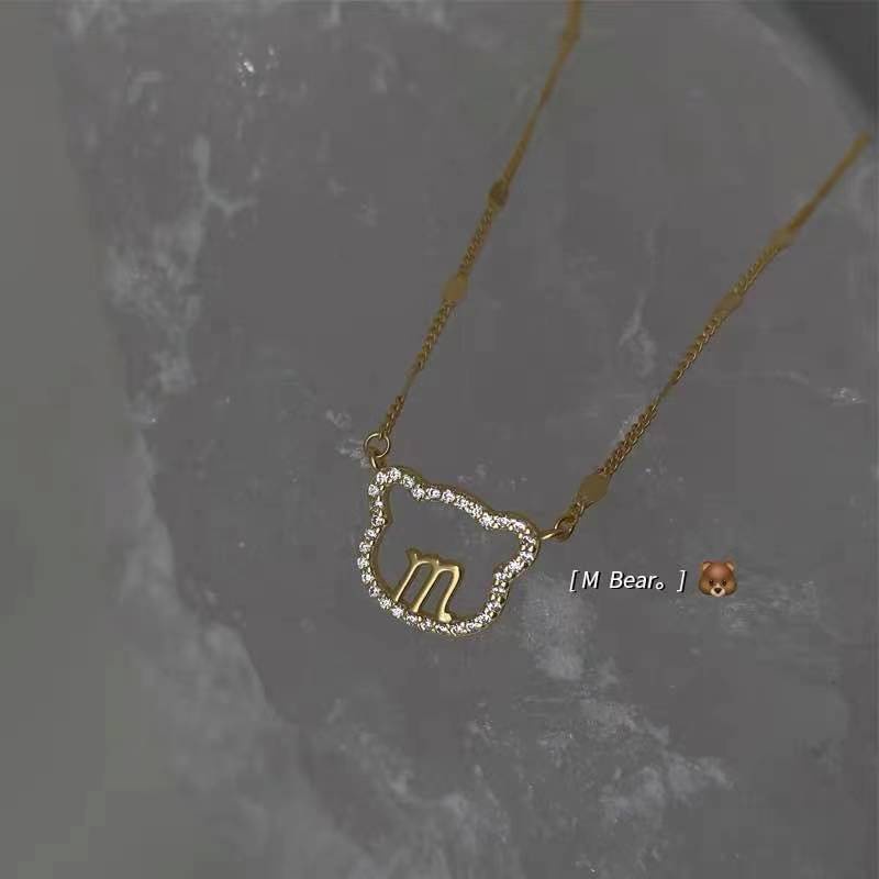 Vòng cổ phối mặt gấu đính đá thời trang
